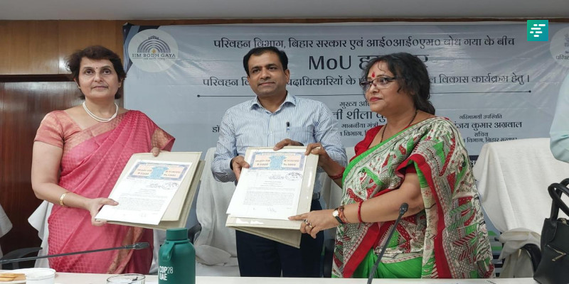 IIM Bodh Gaya signs MoU with Transport Department of Bihar for Training of Officials